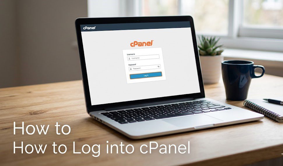 A screenshot of the cPanel login interface showing the username and password fields for a secure server connection.